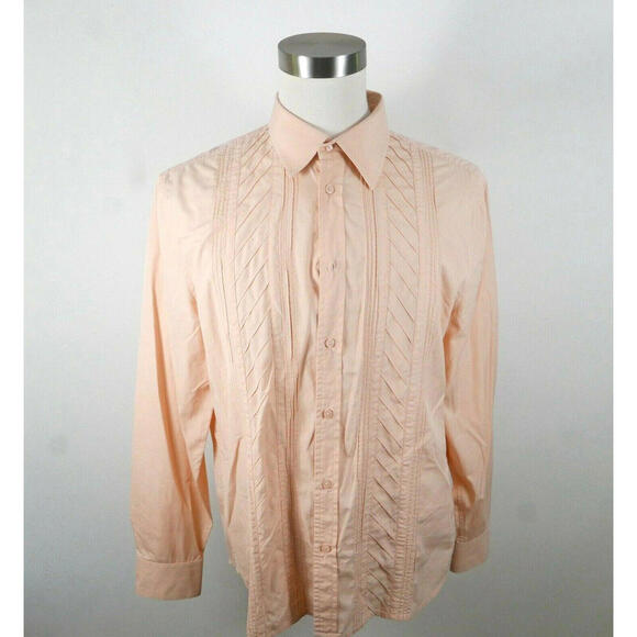 Armani Exchange Mens Cotton Long Sleeve Button Down Peach Dress Shirt Large - Picture 2 of 8